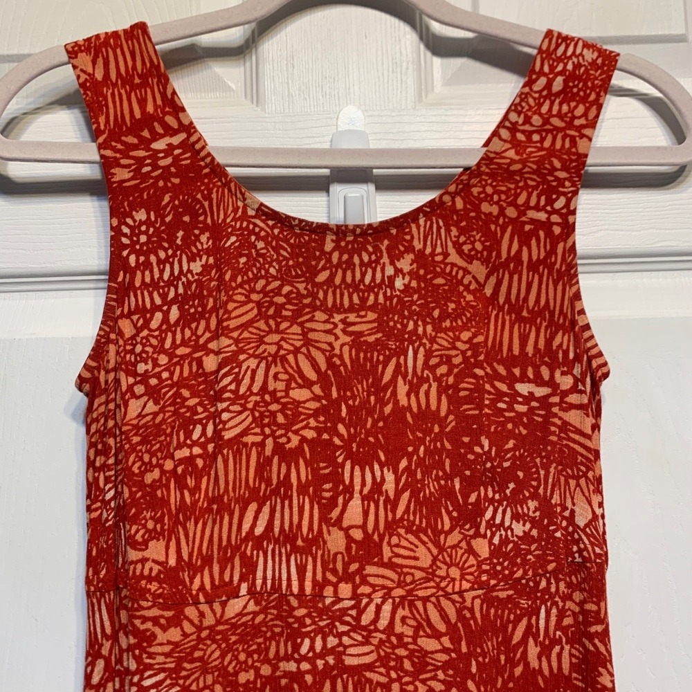 VTG 90s Artsy Lagenlook Tank Dress 8M Abstract Vibrant Midi Bohemian Casual - Picture 5 of 8